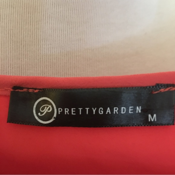 Pretty Garden Orange/salmon color V neck pleated dress Medium - Picture 2 of 9